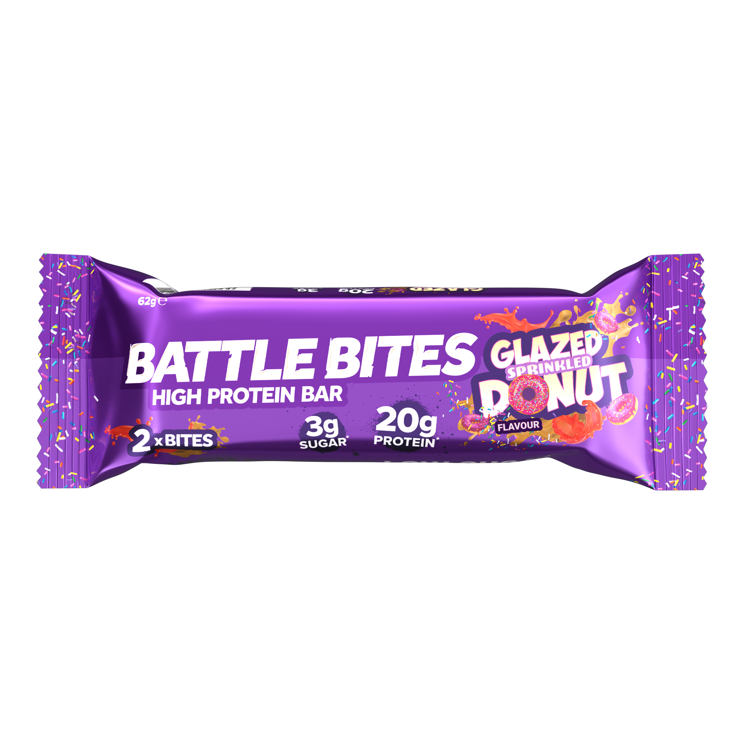 P3088 Battle Bites Glazed Sprinkled Donut 62g x Price Per Box Of 12